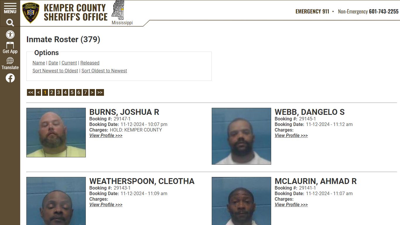 Inmate Roster (377) - Kemper County Sheriff